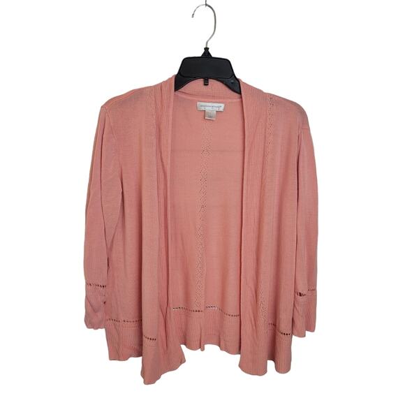 Christopher & Banks Pink Open Front Knit Cardigan Sweater Women's Size Large - Picture 1 of 8